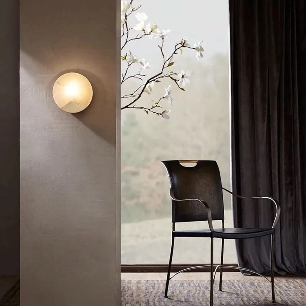 LED Wall Sconce Light Fixture In Copper And Alabaster For Modern Interiors LED Wall Sconce Light Fixture