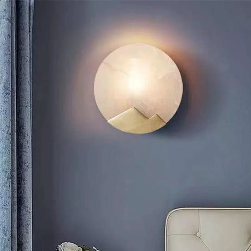 LED Wall Sconce Light Fixture In Copper And Alabaster For Modern Interiors LED Wall Sconce Light Fixture