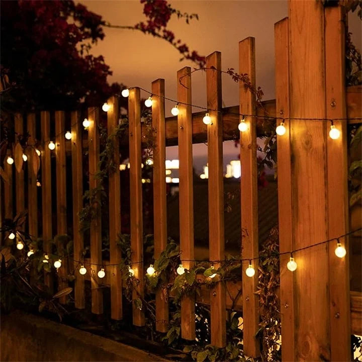 Solar LED Outdoor Globe Bulb String Lights For Patios, Gardens, And Walkways, Decorative Outdoor Lighting
