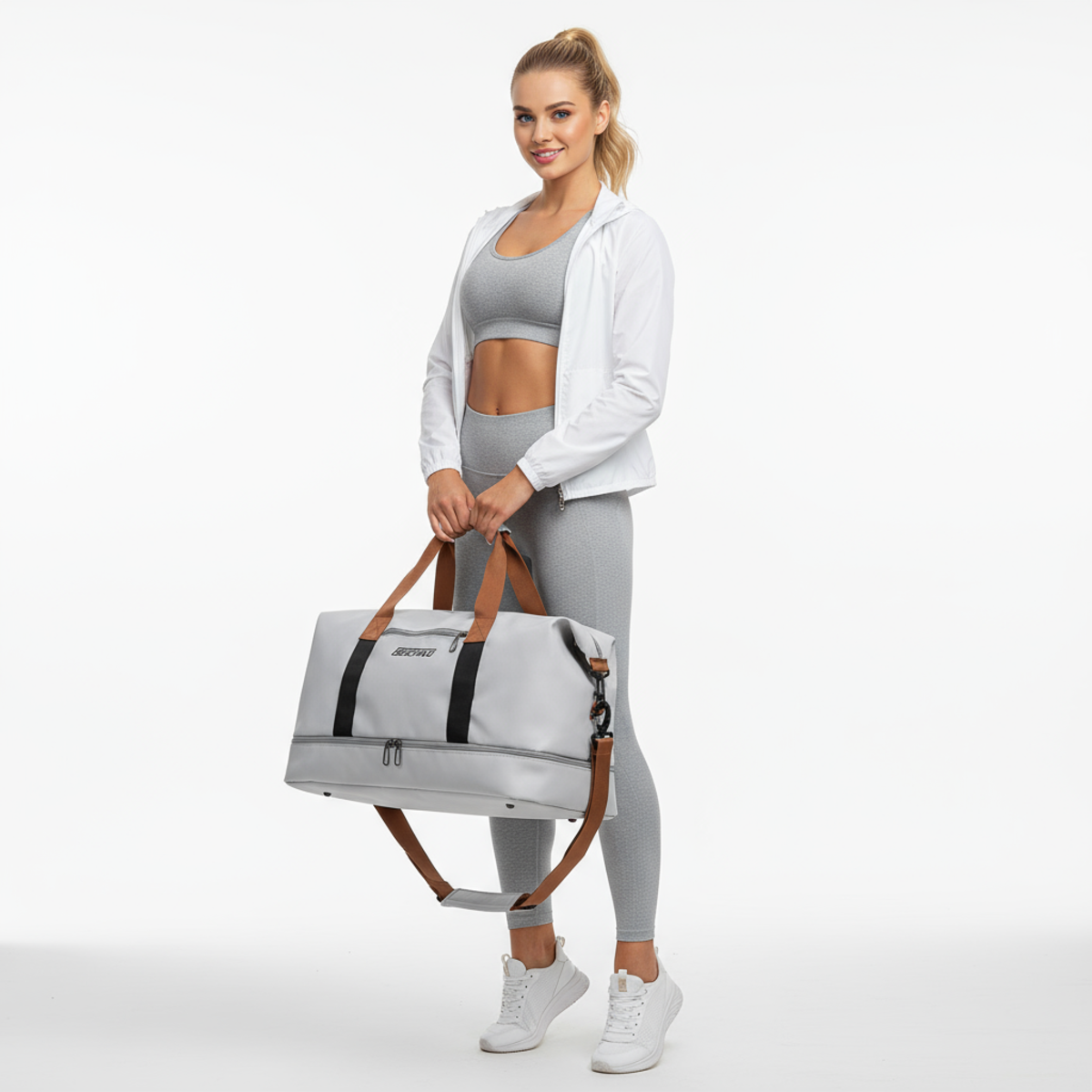 Sac de sport de voyage portable, sac polochon pratique pour courts séjours fitness et usage en cabine