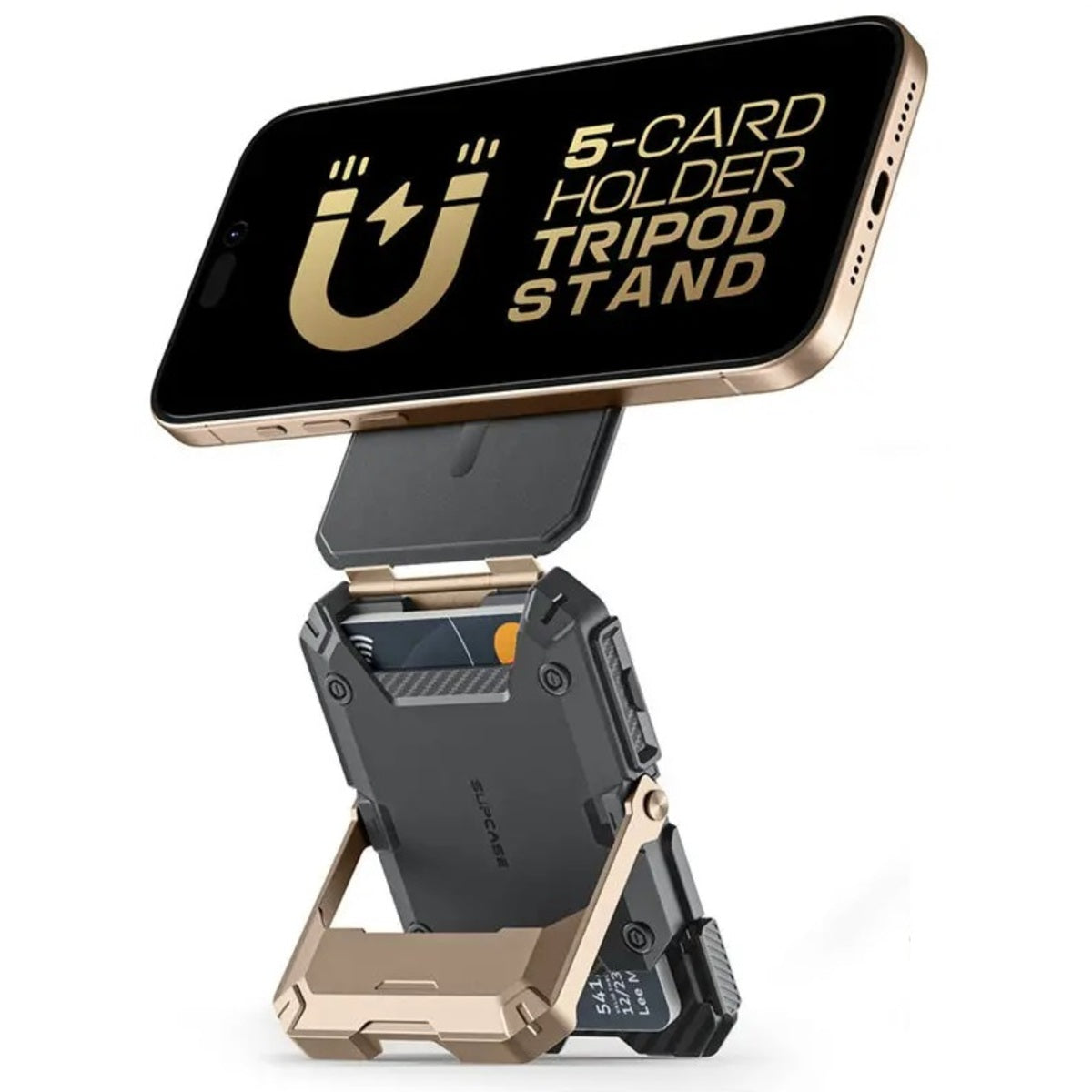 Magnetic Tripod Phone Stand With MagFlex Wallet And Adjustable Holder For iPhone On The Go