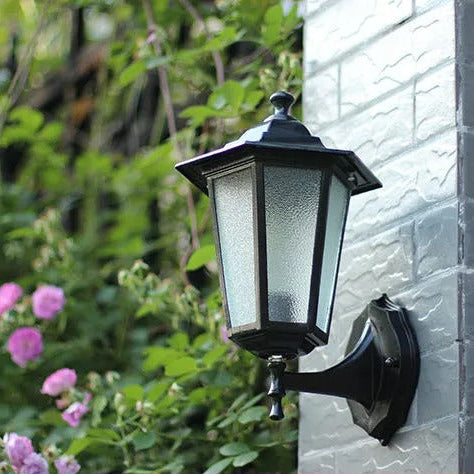 Outdoor Wall Lantern With Motion Sensor And Black Metal Frame For Exterior Use For Exterior Walls And Entrances