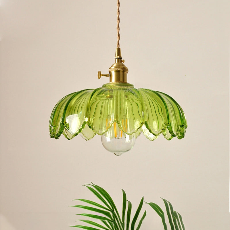 Variant image for Vintage Floral Hanging Lamp | Glass Pendant Light Fixture | Kitchen Pendant Lighting | Elegant Hanging Lights | Copper Pendant Light - Zardee-3