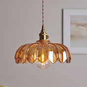 Vintage Floral Hanging Lamp | Glass Pendant Light Fixture | Kitchen Pendant Lighting | Elegant Hanging Lights | Copper Pendant Light - Zardee-3