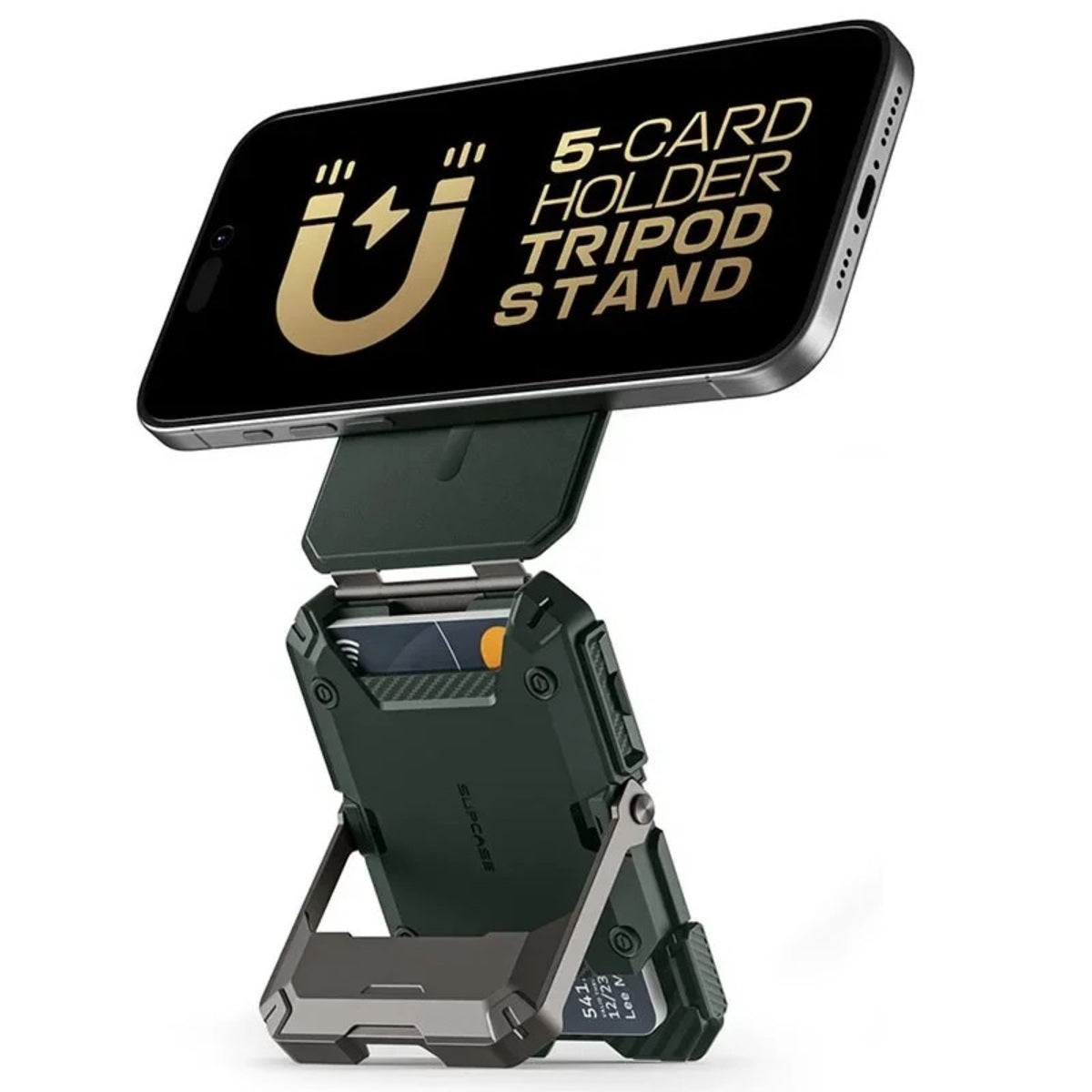 Magnetic Tripod Phone Stand With MagFlex Wallet And Adjustable Holder For iPhone On The Go