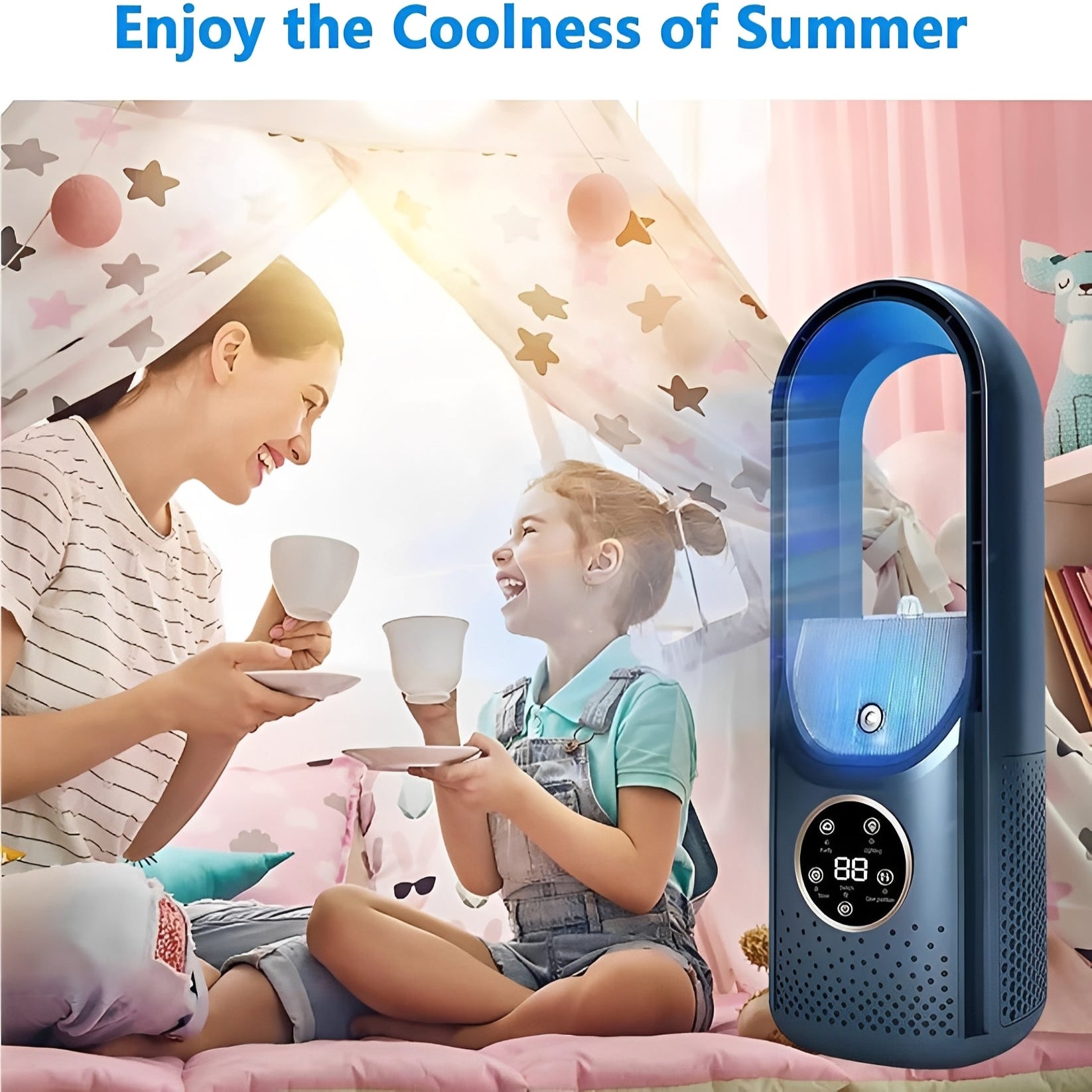 Ventilateur portable 3 en 1 avec refroidisseur d'air, humidificateur et moteur DC sans balais pour usage domestique et bureau