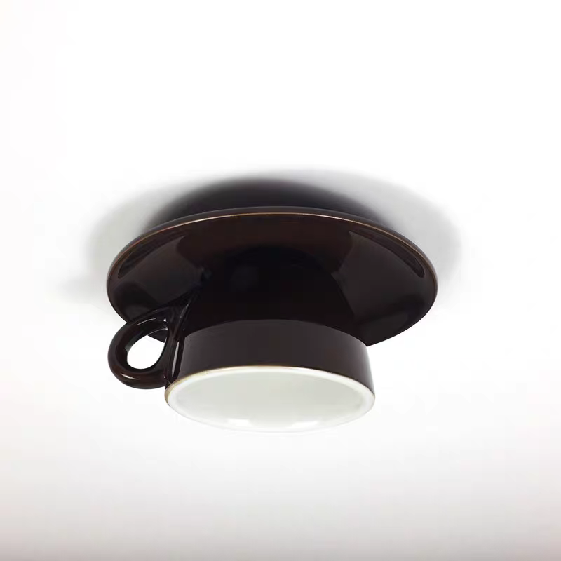 NovaCup Ceramic Coffee Cup Flush Mount Ceiling Light For Modern Living Spaces Available In Cheerful Colors