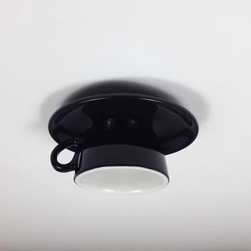 NovaCup Ceramic Coffee Cup Flush Mount Ceiling Light For Modern Living Spaces Available In Cheerful Colors
