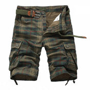 Herrshorts i rutig strandstil för avslappnad sommarbruk med militärinspirerad design – redo för vardagen