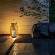 Solcelle bambuslanterner til udendørs terrassebelysning med LED indvendigt, ideelle til terrasser, altaner og haver