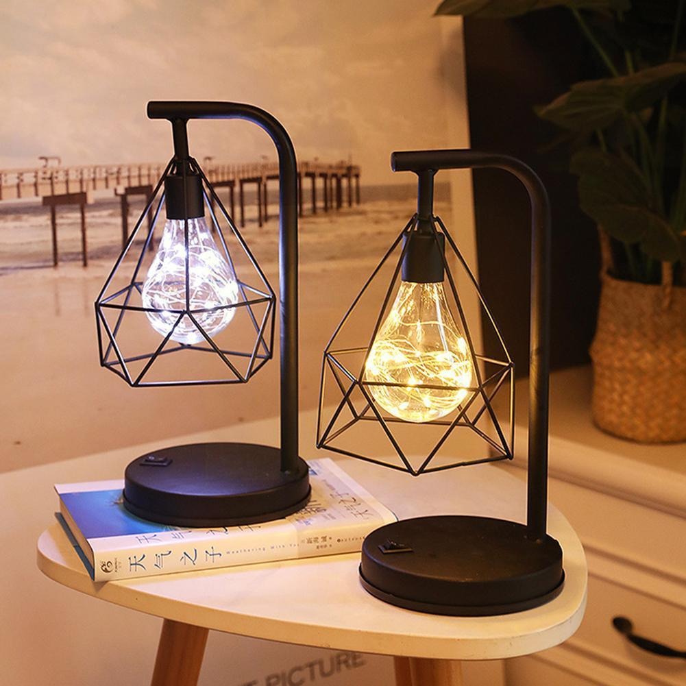 Cordless Bedside Lamp | Vintage Bedroom Light | Industrial Table Lamp | Battery Operated Nightstand Fixture | Soothing Atmosphere Light - Zardee-1