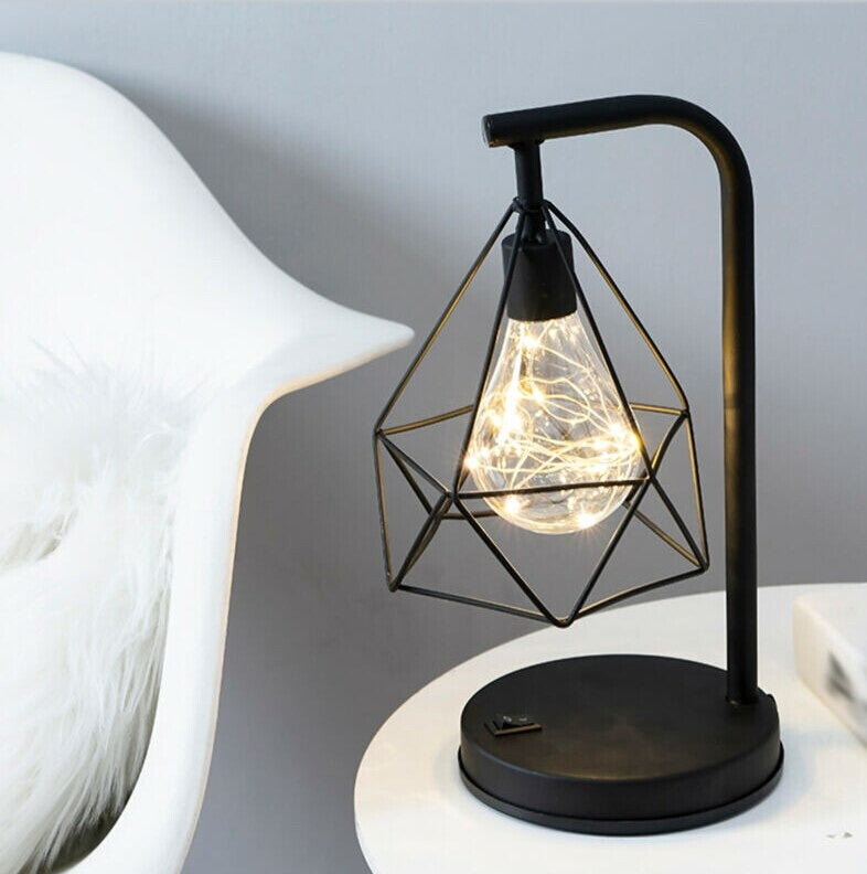 Cordless Bedside Lamp | Vintage Bedroom Light | Industrial Table Lamp | Battery Operated Nightstand Fixture | Soothing Atmosphere Light - Zardee-2