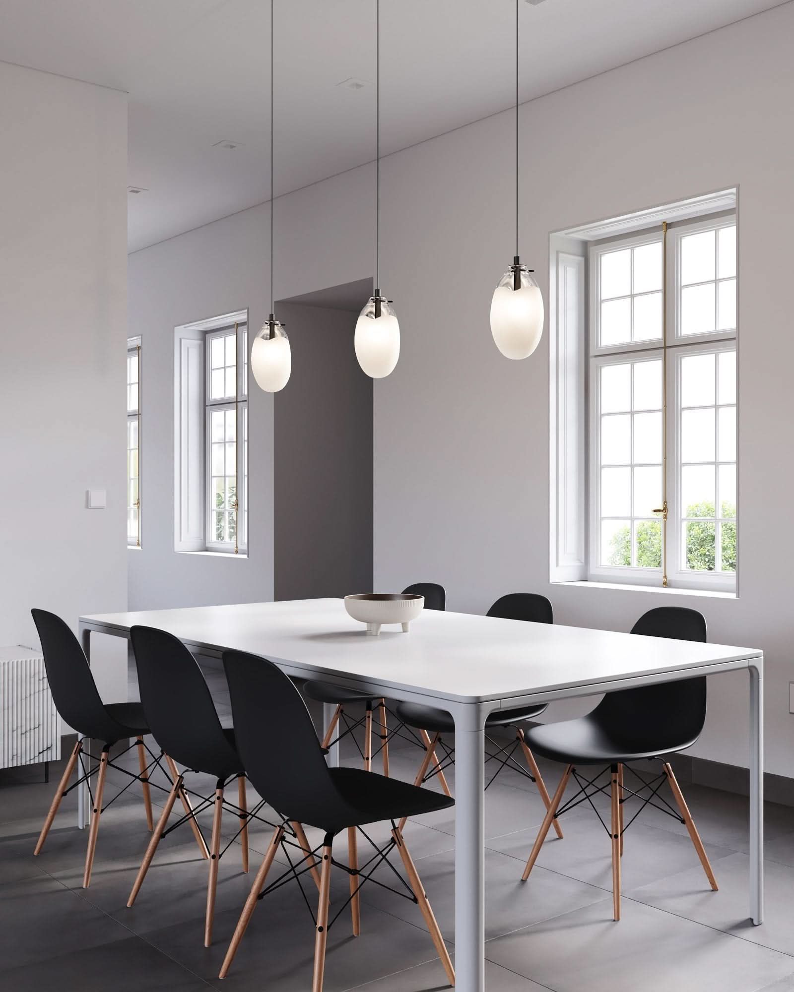 Suspension LED contemporaine avec abat-jour en verre pour intérieurs modernes et espaces de vie élégants