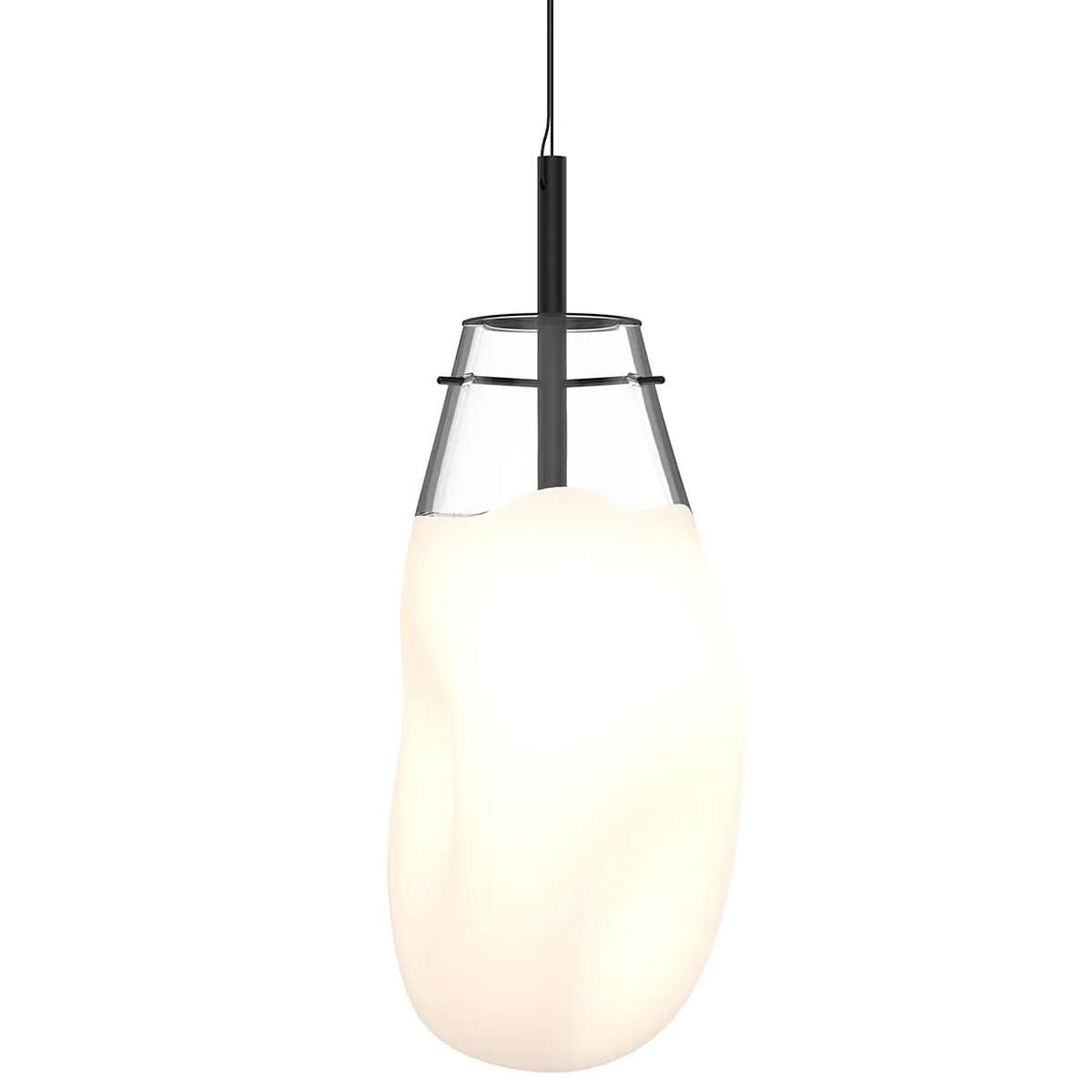 Suspension LED contemporaine avec abat-jour en verre pour intérieurs modernes et espaces de vie élégants