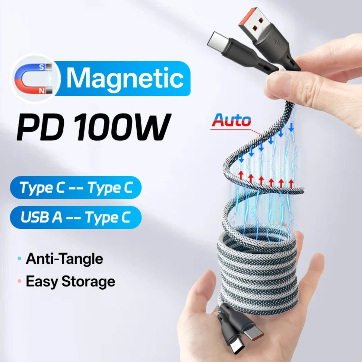 Cavo di ricarica rapida magnetico USB-C e iPhone con Power Delivery 100W per ricarica veloce dei dispositivi