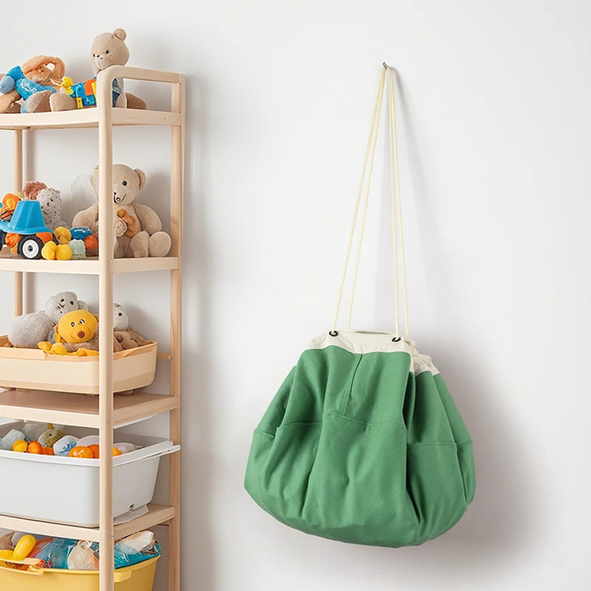 Sac de rangement deux-en-un pour jouets et tapis de jeu avec organiseur portable à cordon pour les jouets de vos enfants