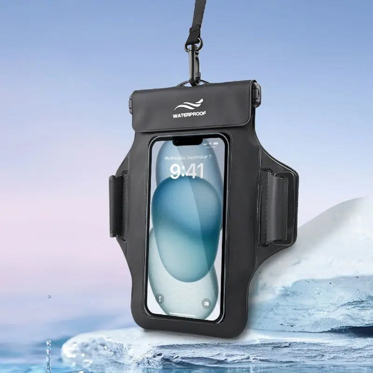 Étui brassard étanche pour téléphone avec sangle amovible pour activités nautiques en plein air partout