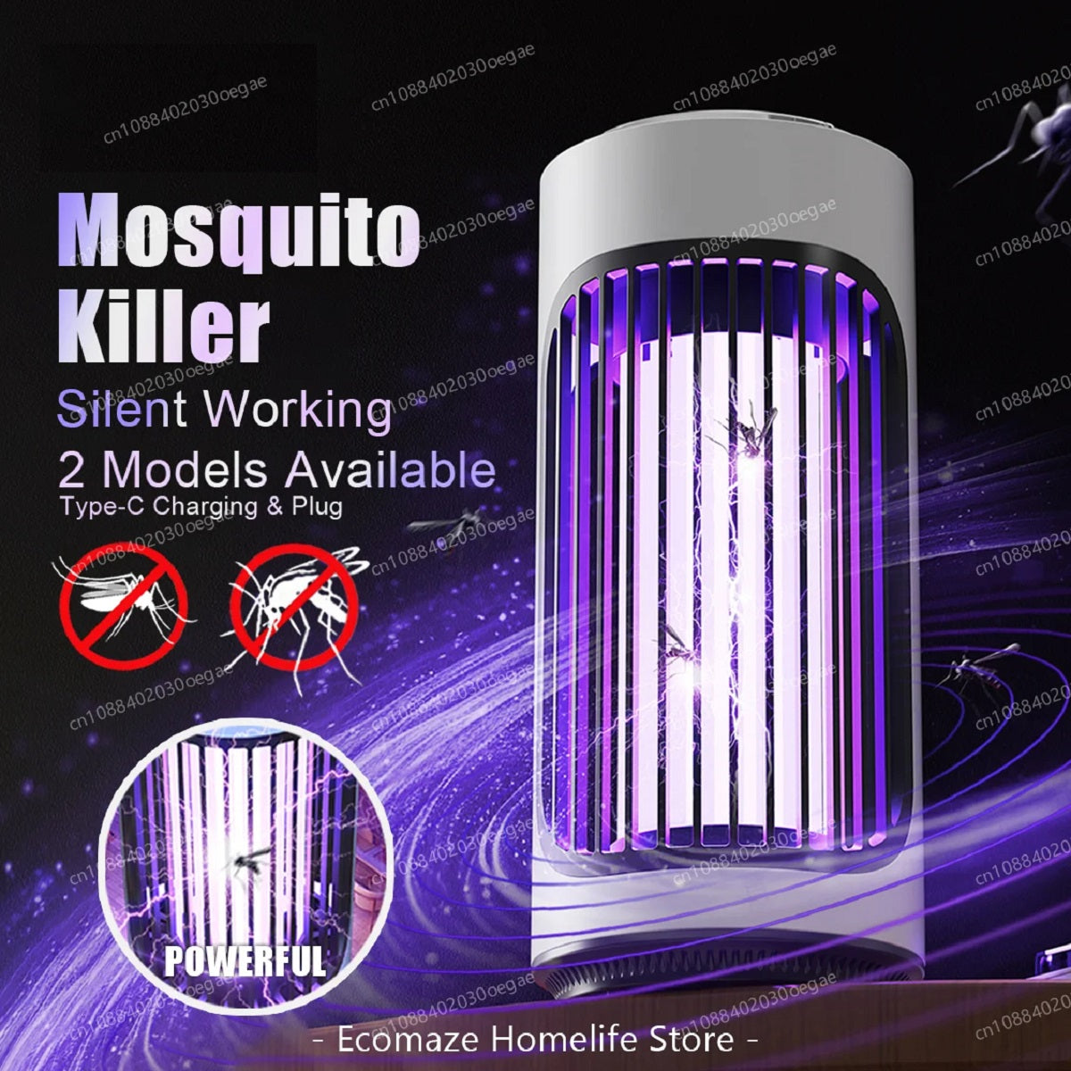 Lámpara Eléctrica Mata Mosquitos con Trampa UV Silenciosa para Uso Interior y Exterior en Casa o Patio