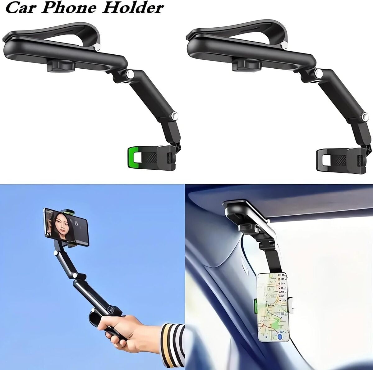 Justerbar multifunktionel biltelefonholder til instrumentbræt og mobilholder til brug i bilen