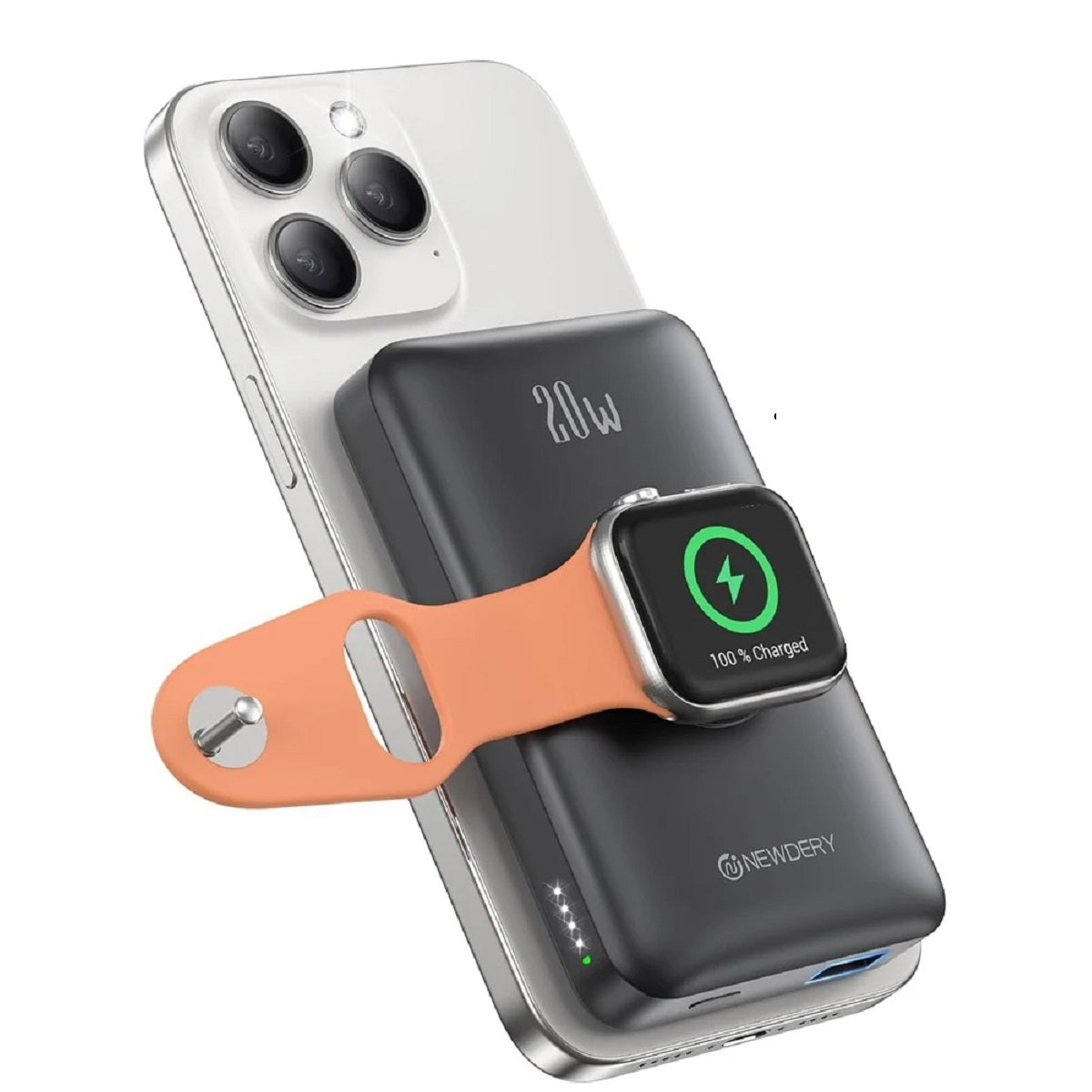 Bærbar trådløs powerbank til iPhone og Apple Watch – alt-i-en opladningspartner på farten