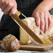 Fogazott fa kenyérvágó bagelhez és kovászos kenyérhez, ideális ropogós kenyerekhez, tartós kenyérvágó eszköz