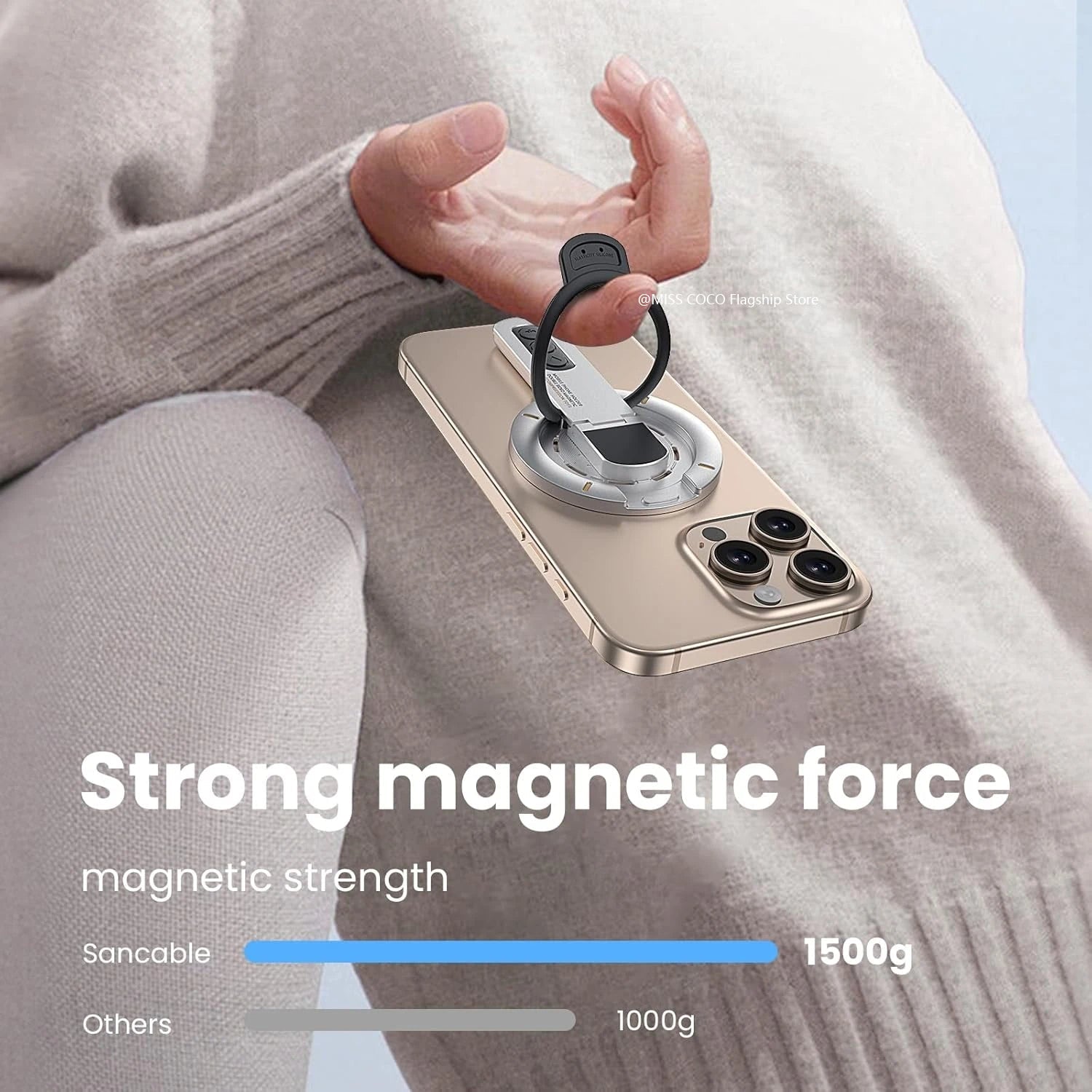 Support de téléphone magnétique trois-en-un avec anneau double face pour appareils iPhone Édition