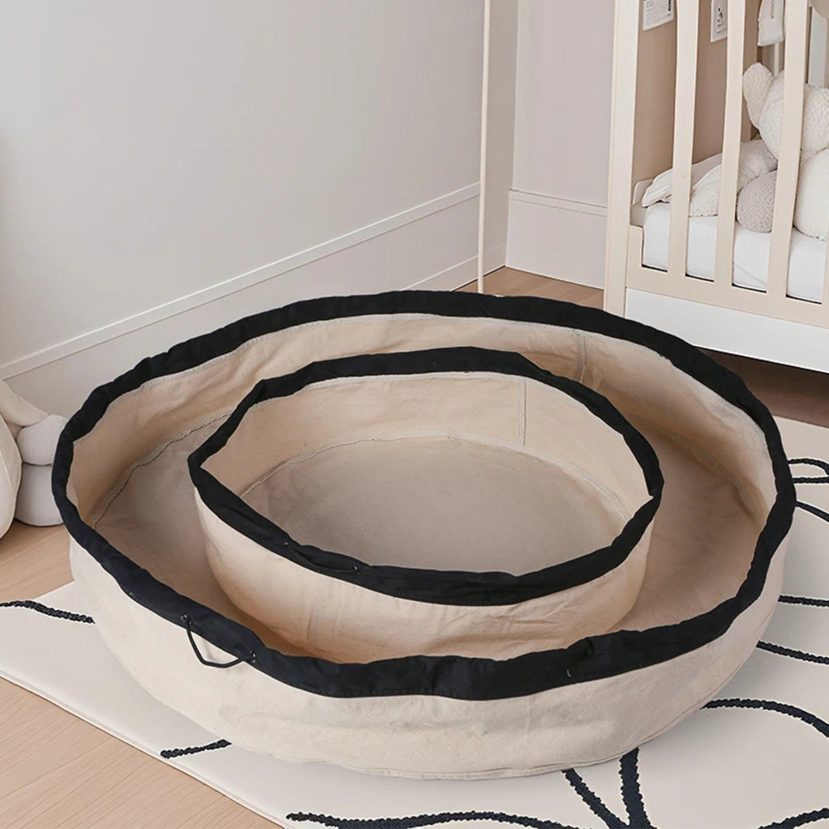 Sac de rangement deux-en-un pour jouets et tapis de jeu avec organiseur portable à cordon pour les jouets de vos enfants
