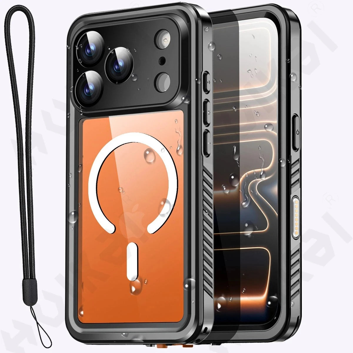 IP68 Vandtæt Magnetisk Telefonetui med Aluminiumsramme til iPhone, Slankt Design og Sikker Pasform