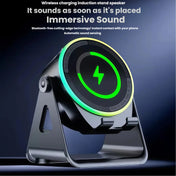 Altavoz Bluetooth con carga inalámbrica, soporte giratorio para teléfono y cargador inductivo para uso diario