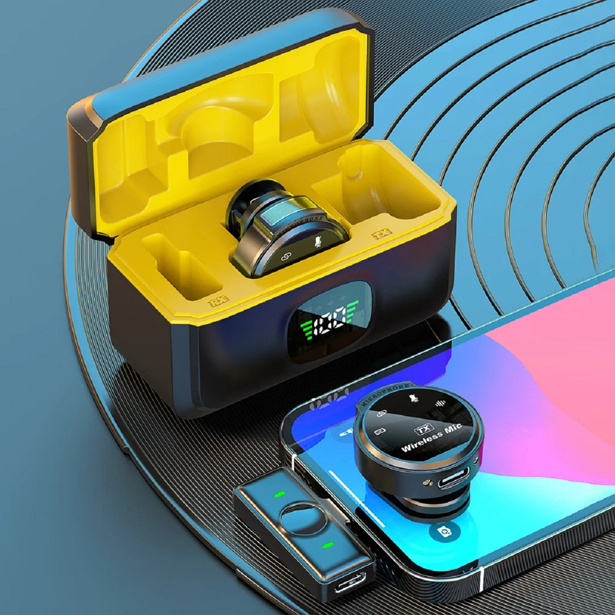Trådløs Lavaliermikrofon med magnetisk clips til reversmikrofon til iPhone, iPad og Android-enheder