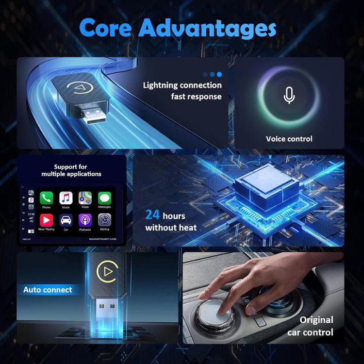 Adaptateur CarPlay sans fil Mini pour iPhone et véhicules équipés de CarPlay filaire
