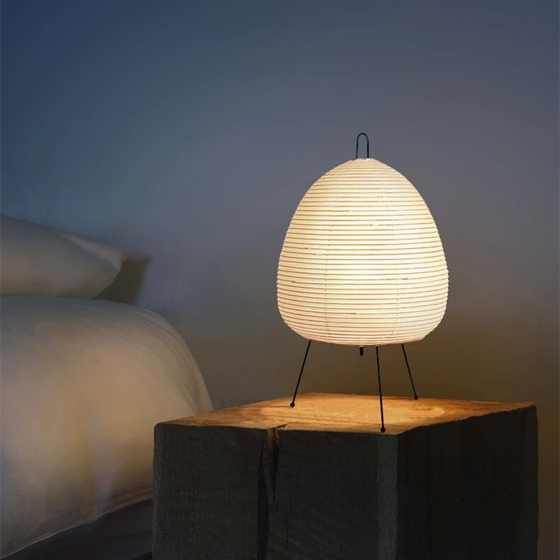 Japanese Rice Paper Table Lamp | LED Desk Light | Artistic Bedroom Lamp | Modern Living Room Fixture | Unique Home Decor Light - Zardee-1