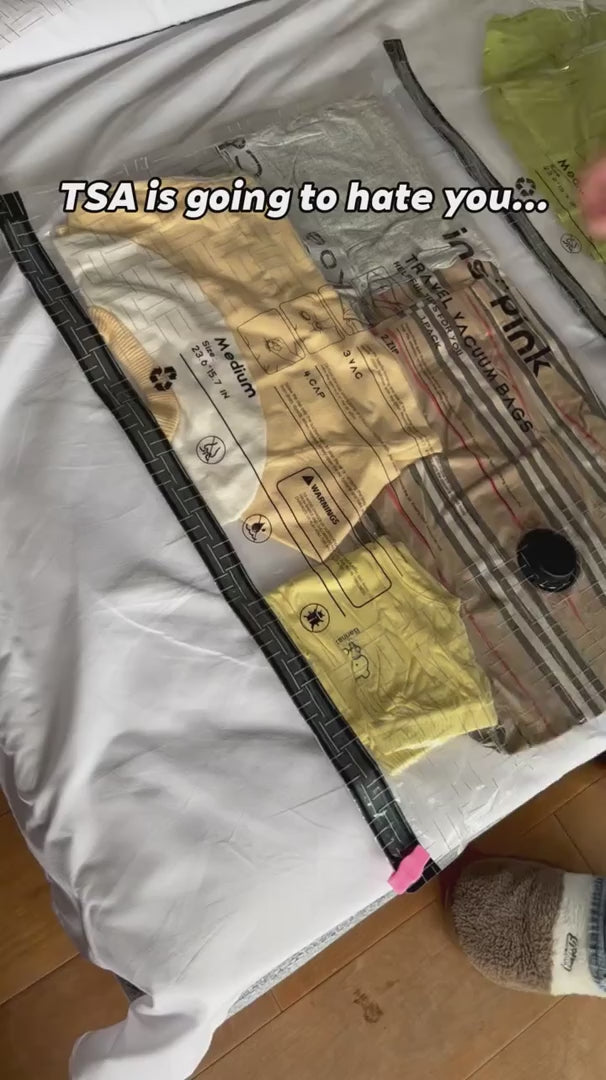 Compact Travel Vacuum Compression Storage Bags For Luggage And Clothing