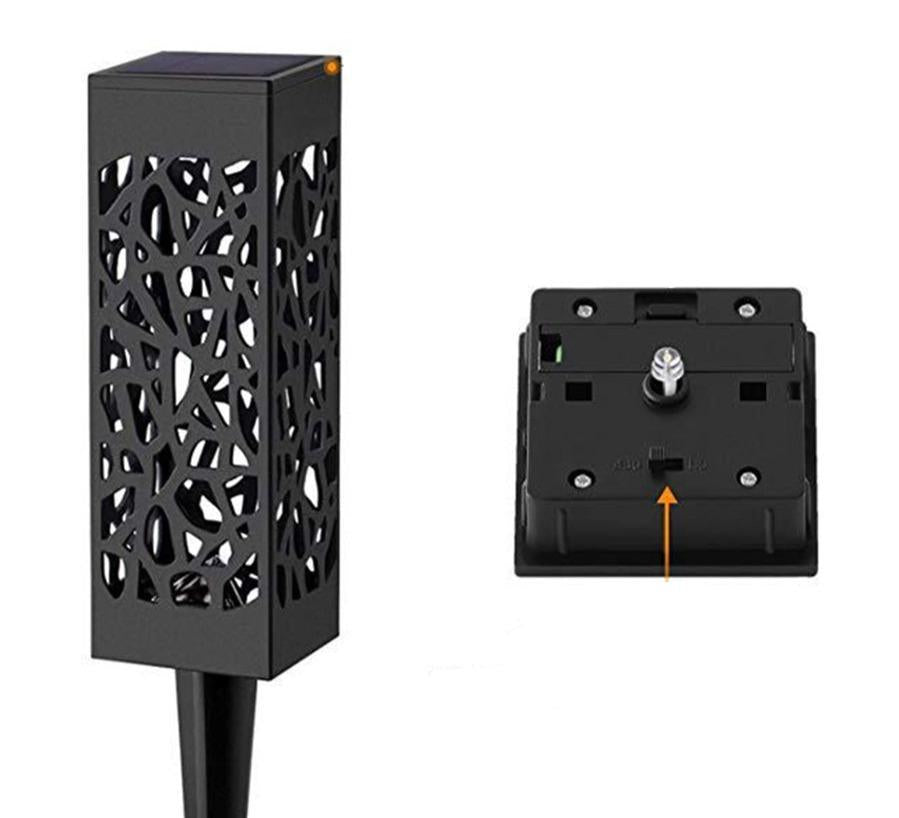 Solcellsdriven utomhuslykta med svart utskuren metallgolvlampa för gångvägar, uteplatser och trädgårdar