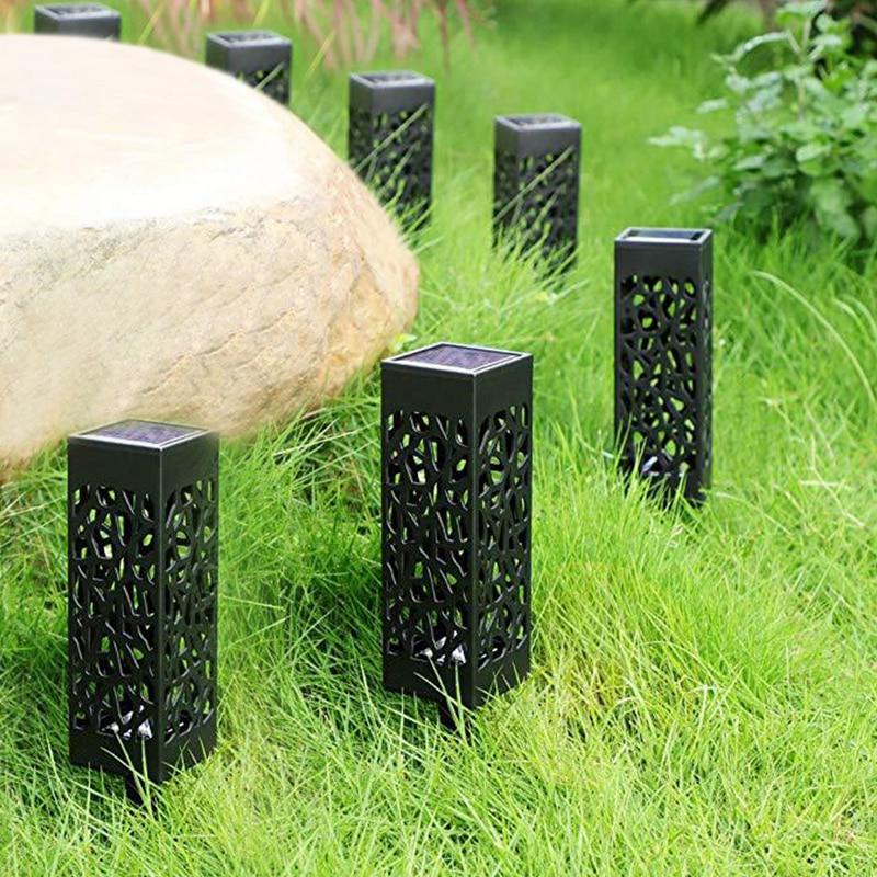 Solcellsdriven utomhuslykta med svart utskuren metallgolvlampa för gångvägar, uteplatser och trädgårdar