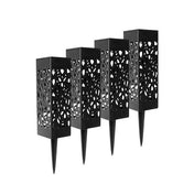 Solcellsdriven utomhuslykta med svart utskuren metallgolvlampa för gångvägar, uteplatser och trädgårdar