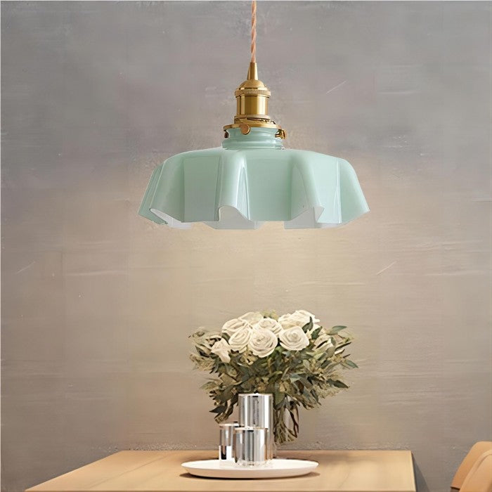 Glass Pendant Light Chandelier | Vintage Kitchen Pendant Lighting | Elegant Hanging Lights | Floral Ceiling Fixture | Retro Pendant - Zardee-2