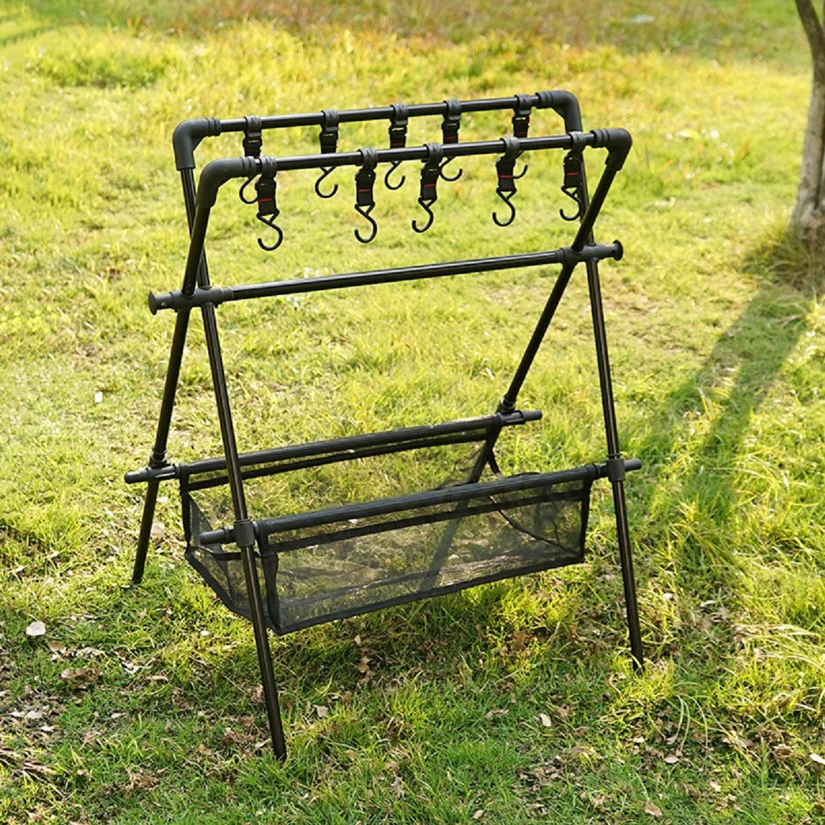 Camping multifunktionelt foldbart opbevaringsophæng med kroge Camping multifunktionelt foldbart opbevaringsophæng