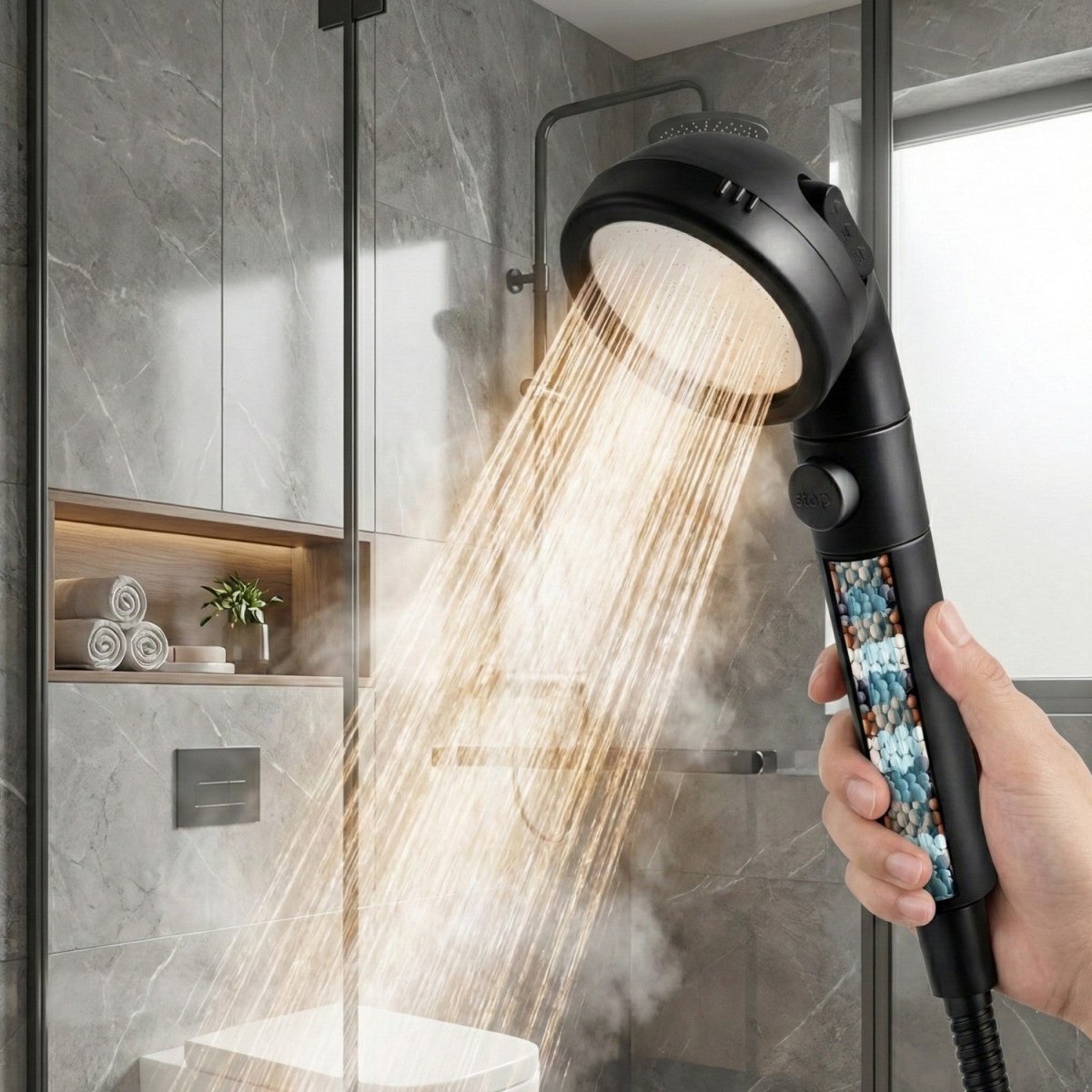 Shower Head With Three Spray Modes Rainfall Jetting And Massage For Bathroom Use