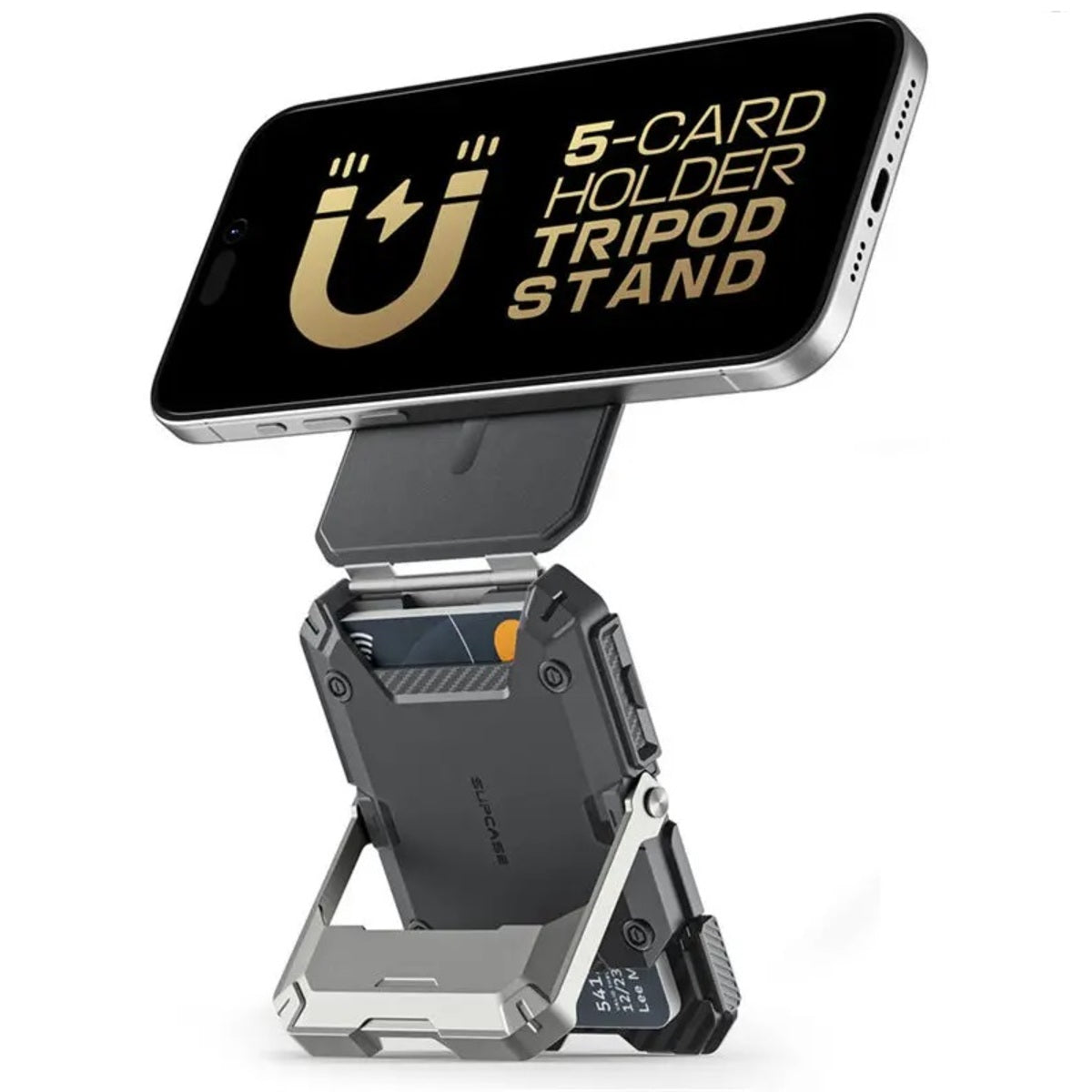 Magnetic Tripod Phone Stand With MagFlex Wallet And Adjustable Holder For iPhone On The Go