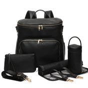 Sac à dos pour couches en cuir PU avec grande capacité, sac de voyage pour parents en déplacement et sorties quotidiennes