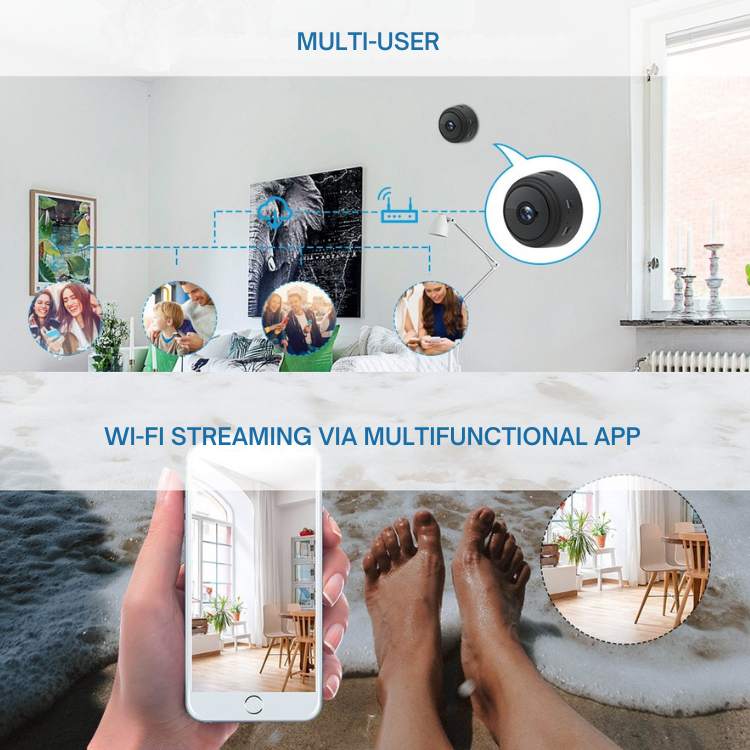 Ultra-kompakt HD-sikkerhedskamera med realtidsmonitorering, fjernadgang og natvision