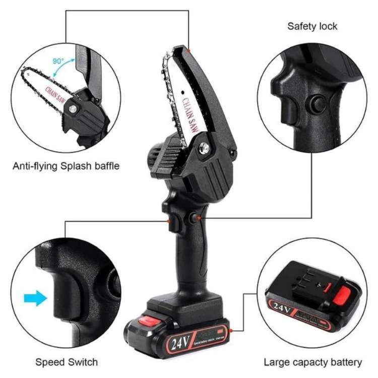 BrightForge 24V Mini Motorsav med to batterier til nem ledningsfri skæring