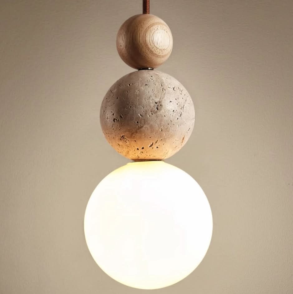 Naturlig lavasten travertin pendel til spisestue dekoration rustik moderne lampearmatur lampe