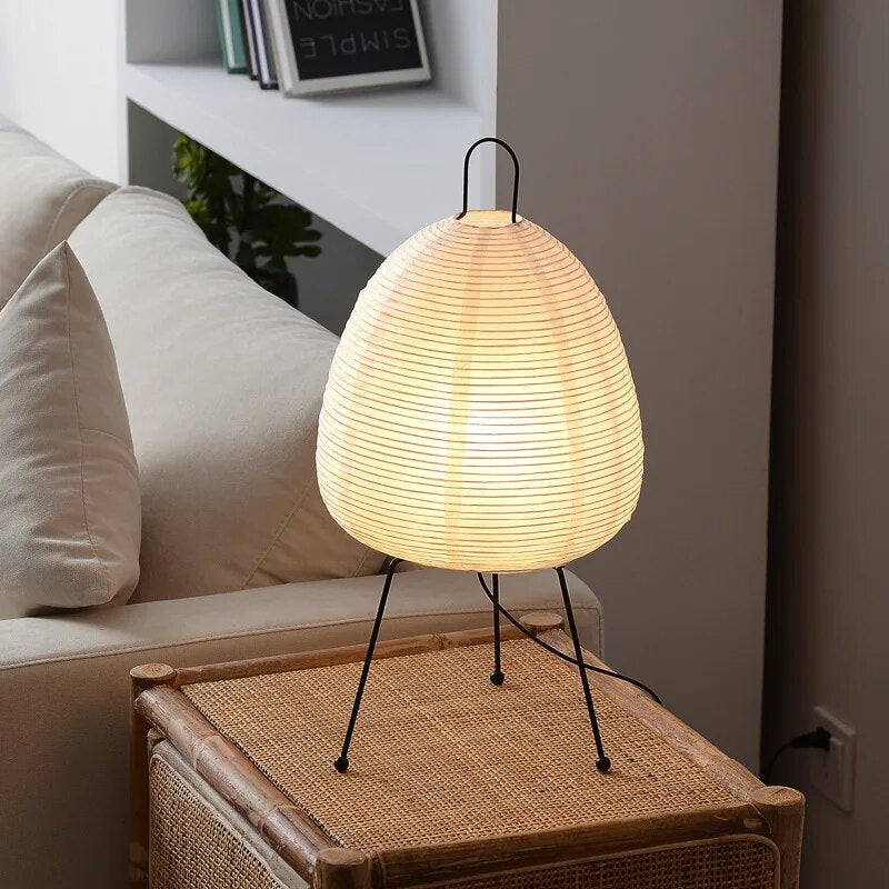 Japanese Rice Paper Table Lamp | LED Desk Light | Artistic Bedroom Lamp | Modern Living Room Fixture | Unique Home Decor Light - Zardee-5